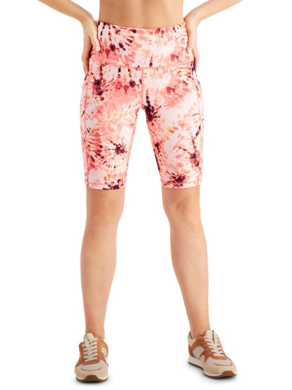 Ideology Womens Activewear Tie-Dye High-Rise Bike Shorts